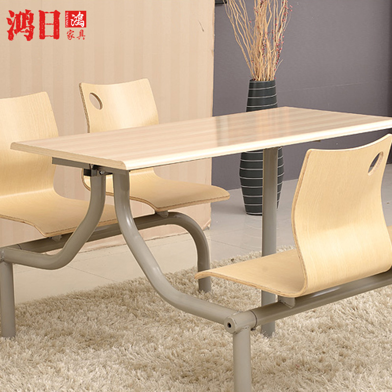 Simple one-piece fast food table and chair combination