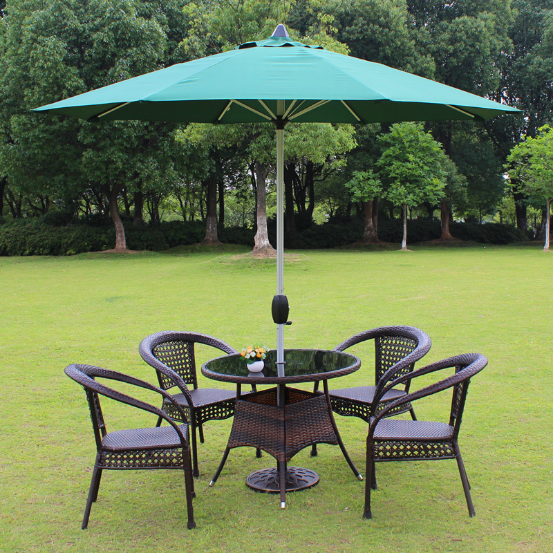 Imitation rattan rattan combination outdoor table chair umbrella