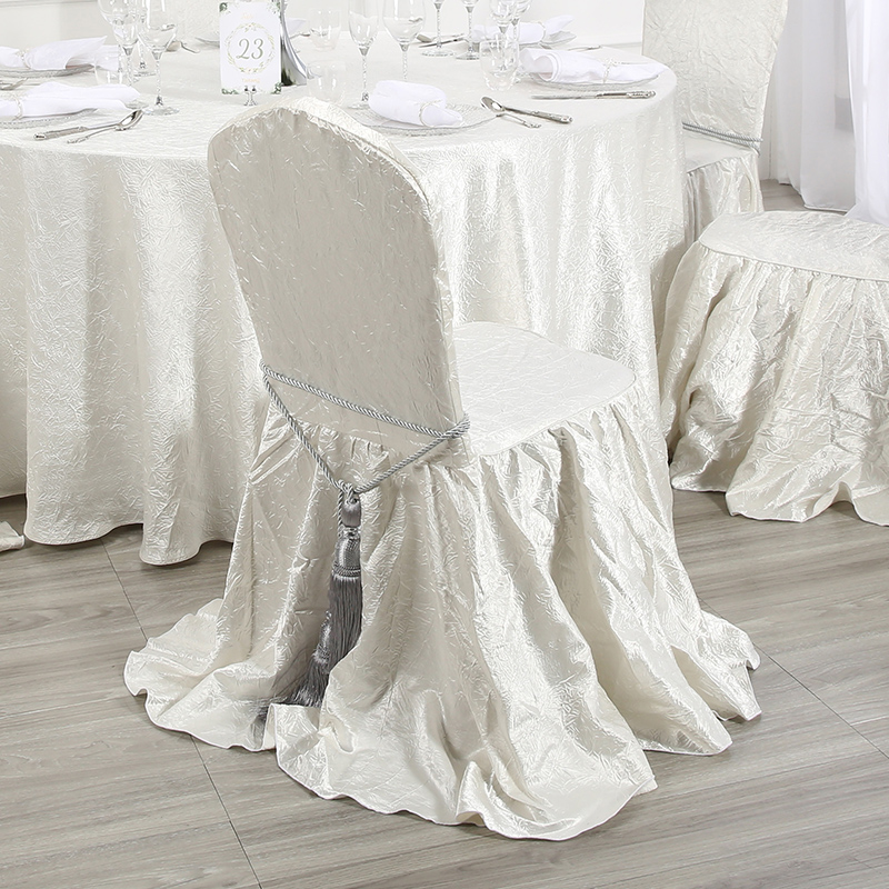 White crepe chair covers