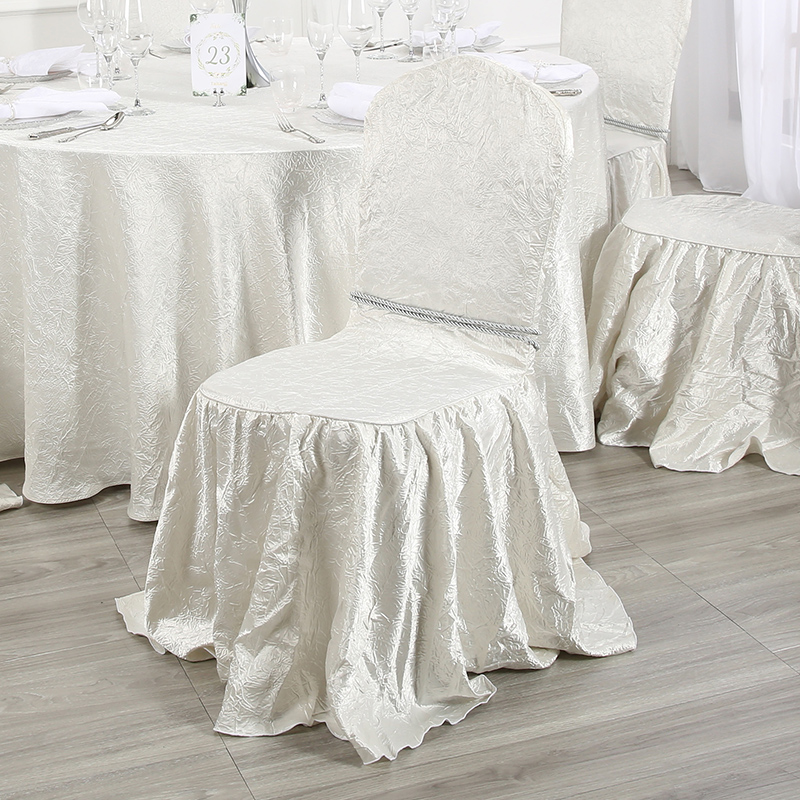 White crepe chair covers