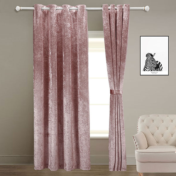 Pink suede curtains