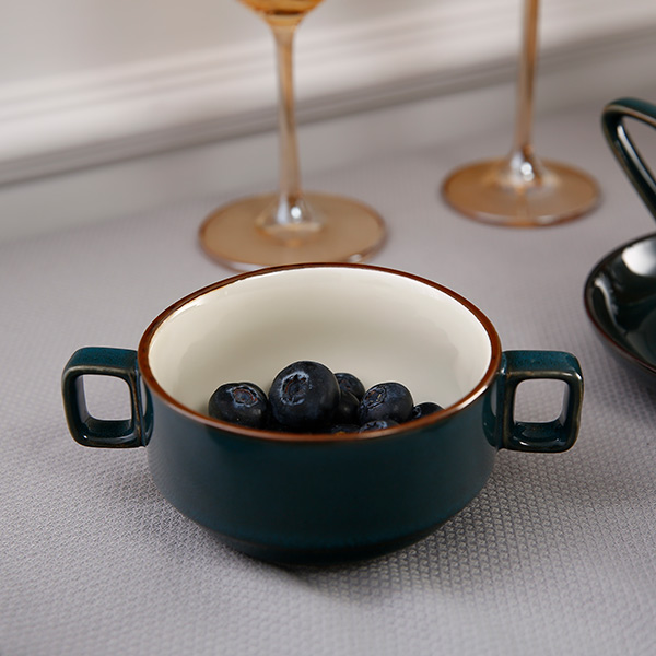Two-tone dark blue ceramic tableware