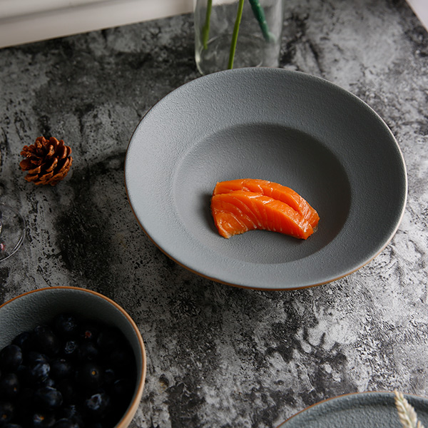 Grey cement ceramic tableware