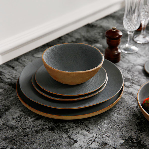 Grey cement ceramic tableware