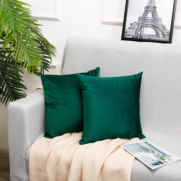 Green flannel throw pillow