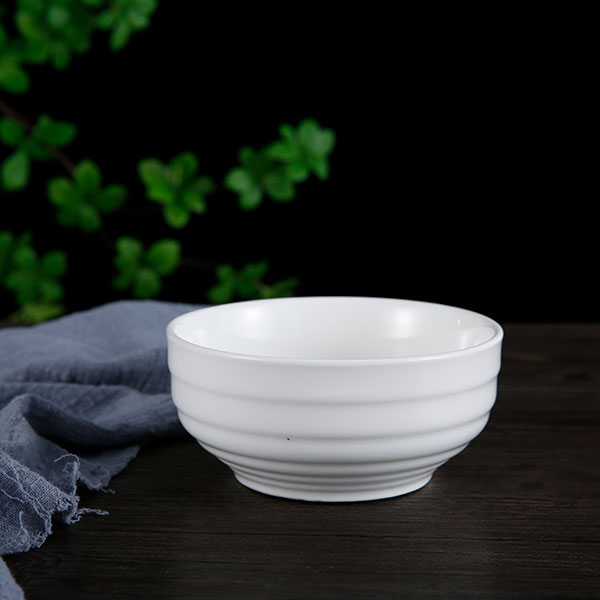 White porcelain bowl with horizontal grain